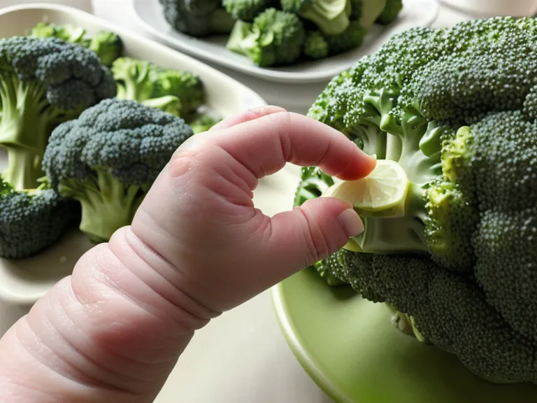 Mano de bebé tomando brócoli con ralladura de limón, parte del BLW México en casa