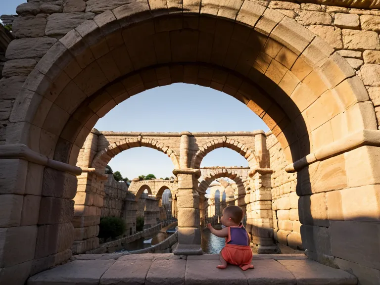 Utensilios de bebé junto a una ventana con vista a los arcos del acueducto en Querétaro
